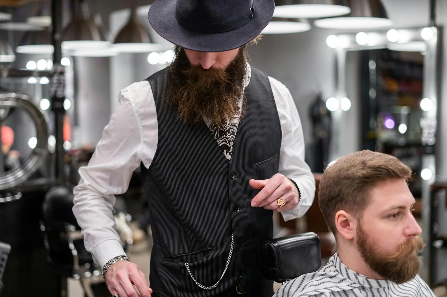 Stylist working with client